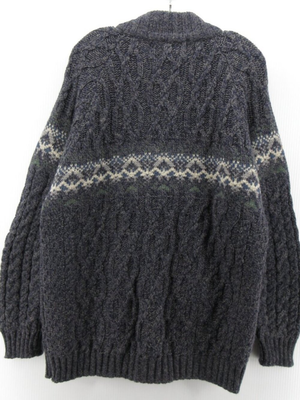 Aran Sweater Market XXL Merino Wool Fisherman Cardigan Cable Knit * - Picture 9 of 12